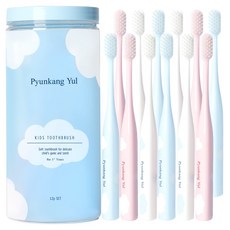편강율 어린이 칫솔 12p + 개별 캡 + 보관용 케이스, 스카이 + 핑크 + 화이트, 1세트 스카이, 핑크, 화이트, 1세트