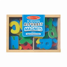 Melissa&Doug 瑪莉莎 磁力 英文字母木質磁鐵貼, 1盒, 52