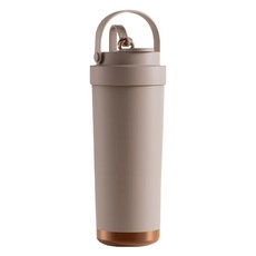 陶瓷易潔層 雙飲手提保溫杯, 750ml, 304不銹鋼陶瓷塗層內膽, 可伸縮高硼硅玻璃吸管, 保溫保冷, 醇厚咖, 1個