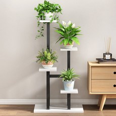 anplant 室內裝飾現代花盆整理架, 黑，白, 4層