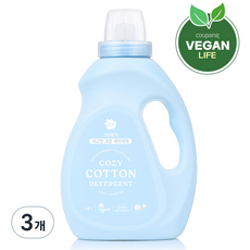 그린핑거 포근한 코튼 액상세제 본품, 1L, 3개