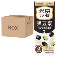 光泉 黑豆漿, 100%全黑豆, 優質蛋白 3.2g/100mL, 無添加防腐劑, 零膽固醇, 200ml, 96入