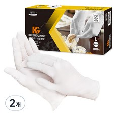 크린가드 니트릴 장갑 100p, 화이트, 대(L), 2개