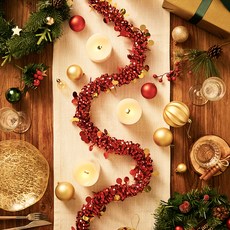 天絲閃光圓點聖誕花環, 紅色, 1個