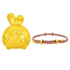 주대복 24K 12간지 토끼띠 참 로즈골드 컬러 팔찌 18cm