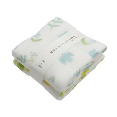 HARADA ORIMONO 原田織物 純棉8層紗布抹布 Set 2條, 28*28cm, 100%純棉, 日本製, 吸水速乾, 藍花, 1組