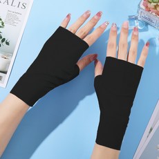 유유골프 햇빛차단 손등장갑 양손 착용, 블랙