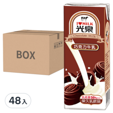 光泉 巧克力牛乳, 24入, 乳含量50%以上, 保久乳飲品, 200ml, 48入