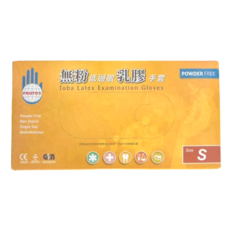 PROTOS 多倍乳膠檢診手套, 未滅菌 無粉 S 尺寸, 100個, 小(S), 1盒