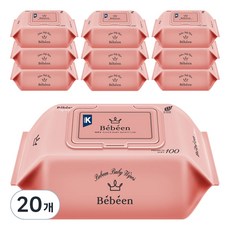 Bebeen 시그니처 영유아물티슈 캡형, 50g, 100매, 20개