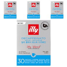 일리 클래식 로스트 디카페인 미니 커피스틱, 1g, 30개입, 4개