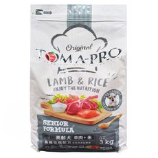 TOMA-PRO 優格高齡犬羊肉+米 乾飼料，3公斤，茄紅素，維生素E，葡萄糖胺，軟骨素，左旋肉鹼, 羊肉 + 米, 3kg, 1袋