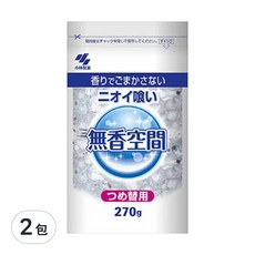 小林製藥 無香空間 室內除臭劑補充包 270g, 氨基酸消臭成分, 有效消除密閉空間異味, 吸水性樹脂, 效果持久, 2包