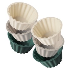 sillymann Harmony鉑金矽膠馬芬蛋糕烤模 WSK4023 大 6入組, 奶油米色、可可灰、海洋綠, 1組
