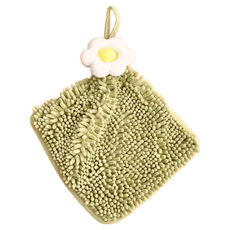 雞蛋花擦手巾 25 x 25cm, 柔軟吸水, 廚房浴室擦手巾, 綠色, 1條