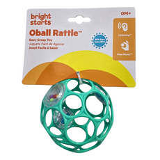 Bright starts Oball 新沙沙洞動球, 易於抓握玩具，不含BPA, 時尚藍, 1個