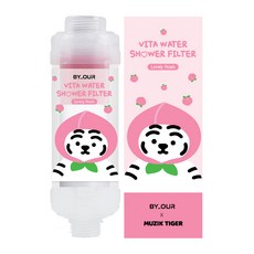 BY OUR 完美純淨沐浴過濾器 MUZIKTIGER聯名款, 有效管理皮膚問題，讓肌膚更健康，隱隱香氣，增添迷人魅力, 香甜蜜桃香, 1個