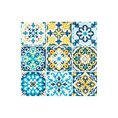 TROMSO 西班牙復古花磚陶瓷隔熱墊 S13, 20x20cm 軟木塞背面設計, 1個