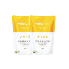 mammyshop 媽咪小站 奶瓶蔬果洗潔液補充包, 600ml, 2包, 1組