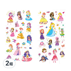 AVEnIR 美甲&紋身貼紙 Set, 260+ 貼紙, 夢幻公主主題, 免洗, 輕鬆卸除, 不傷指甲, 無殘留, 夢幻公主, 2組