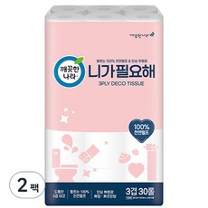 깨끗한나라 니가 필요해 천연펄프 3겹 고급롤화장지, 22m, 30롤, 1개