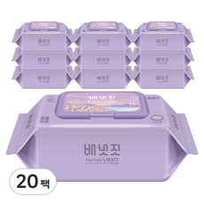 배냇짓 파머스루트 바이올렛70 아기 물티슈 캡형 70gsm, 72매, 20팩