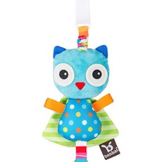 benbat 以色列 貓頭鷹造型吊掛玩具，多種紋理布料，增加寶寶觸覺發展, 貓頭鷹 震動聲, 1個