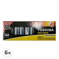 도시바 하이 파워 알카라인 AA건전지, 10개입, 6개