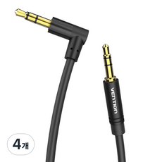 벤션 90도 3.5mm AUX 케이블 0.5m, BAKBD-T, 블랙, 4개