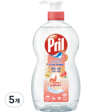프릴 맑은식초 주방세제 산뜻한 자몽향, 700ml, 5개