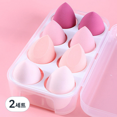 잇소유 메이크업 쿠션 퍼프 4종 x 2p + 케이스 세트 B1754, 2세트, 핑크