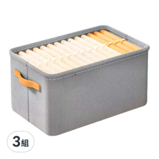 鋼架衣物收納箱 Set 3, 特大, 灰色, 48x28x25cm, 特大(48 x28 x25cm), 3組