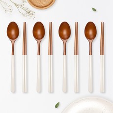 라온누리 옻칠 자연애 우드수저세트, 화이트, 숟가락 4p + 젓가락 4p, 1개