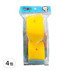 PUKU 藍色企鵝 轉轉Q海綿奶瓶刷替換組, 雙層海綿 輕鬆洗淨, 柔軟不傷瓶身, 卡扣式替換頭, 4包