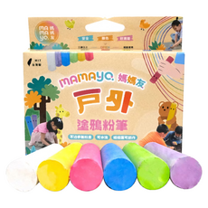 MAMAyO 媽媽友 戶外可水洗塗鴉粉筆6色組, 混合色, 6支