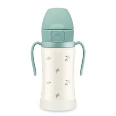 그로미미 원터치 스테인리스 빨대컵 300ml, 1개, 올리브피스타치오
