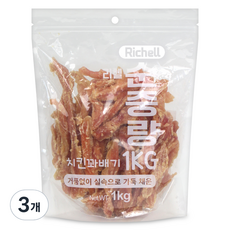  리첼 순중량 강아지간식 1kg, 치킨꽈배기, 3개 