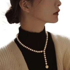 Sayaka 紗彌佳 珍珠項鍊, P款 花朵晶鑽長鍊款