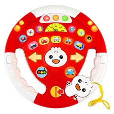 風車圖書 汽車遊戲方向盤玩具，逼真操作訓練手眼協調，兒歌音效增添趣味學習, 紅色, 1組