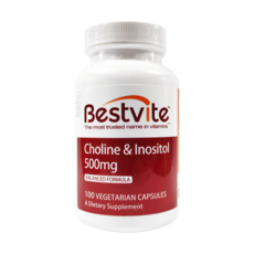 Bestvite 膽鹼+肌醇膠囊 500mg, 100 粒素食膠囊, 美國原廠原裝進口, 100顆, 1罐