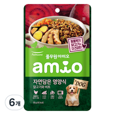 풀무원아미오 전연령 강아지 자연담은 영양식 습식사료, 닭, 50g, 6개 닭, 50g, 6개