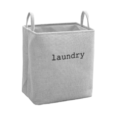 亞麻方形洗衣籃, 加厚堅挺, 方便提手, 加大容量, 中, 灰色 laundry