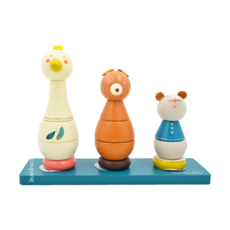 Moulin Roty 積木疊疊樂 動物 Set, 木質玩具 1歲以上 14件, 1組