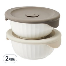 락앤락 바로 한끼 도자기 밥 용기, 2세트, 450ml 2세트, 몸체 450ml 2p + 뚜껑캡 2p