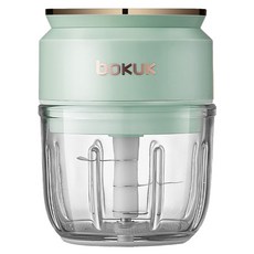 boKUK 電動蒜泥機, 無線電動料理機, 易拆洗, 三葉刀片, USB充電, 綠色, 1個