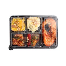 직시각 5칸 반찬 일회용 포장용기 블랙, 20개, 1개