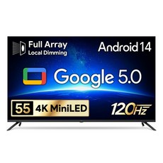 CHiQ 4K QLED MiniLED UHD DLG 120Hz 로컬디밍 돌비 AI 구글 5.0 스마트TV, UA551MINILED Google5.0 120Hz 2025C, 고객직접설치, 스탠드형, 140cm(55인치)