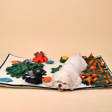  퍼피아 강아지 고양이 스트레스 해소 노즈워크 악어 매트 L, 크림 + 그린, 1개 