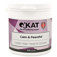O'KAT 美喵人生 貓咪每日好心情, GABA+褐藻+酵母B群 110顆 貓咪保健品, 壓力緩解/安撫情緒/注意力集中, 1罐