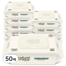 네츄럴오가닉 유아용 퓨어 오리지널 물티슈, 100매, 50팩